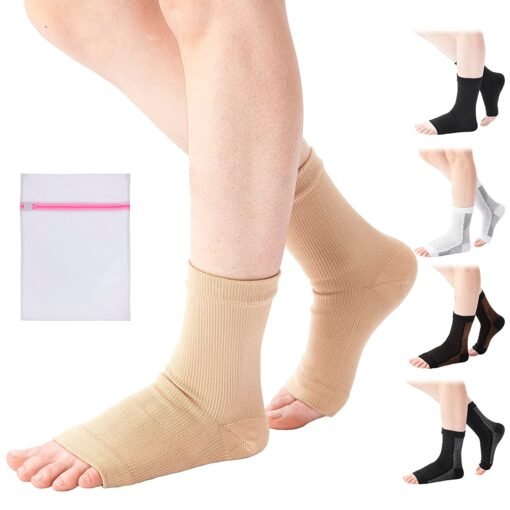 360 RELIEF - Copper Infused Open Toe Compression Ankle Socks Supports