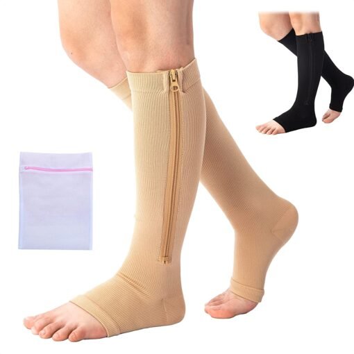 360 RELIEF - Zipper Open Toe Medical Compression Socks